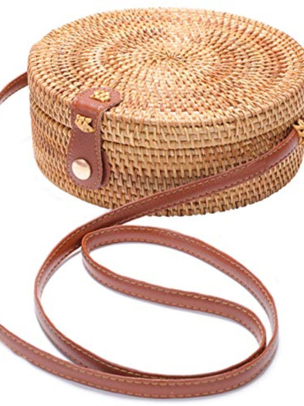 Rattan Summer Straw Beach Bag - Woven Wicker Basket Vacation Purse
